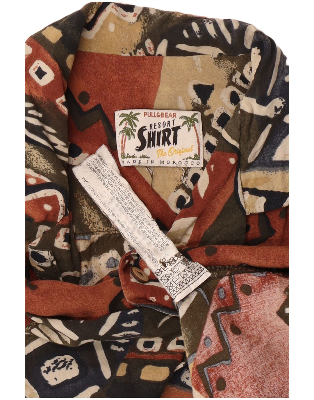 Camisa Pull & Bear Hombre Manga Corta Grande Viscosa Geométrica Multicolor