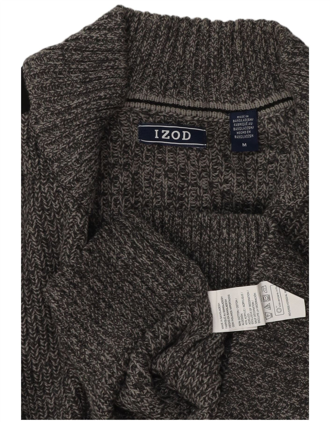 IZOD Cárdigan para hombre de algodón color block gris medio