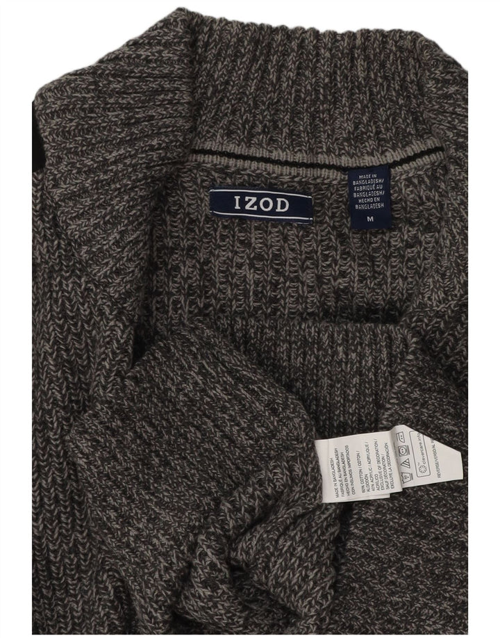 IZOD Cárdigan para hombre de algodón color block gris medio