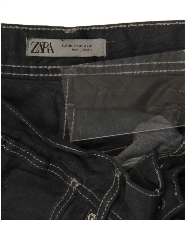ZARA Pantalones cortos de mezclilla desgastados para hombre EU 40 Medium W31 Algodón gris