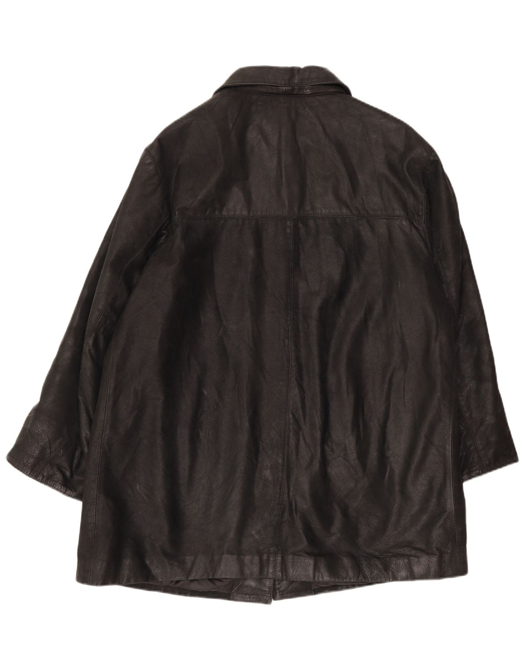 Vintage mujer abrigo de cuero de gran tamaño IT 46 Grande Negro
