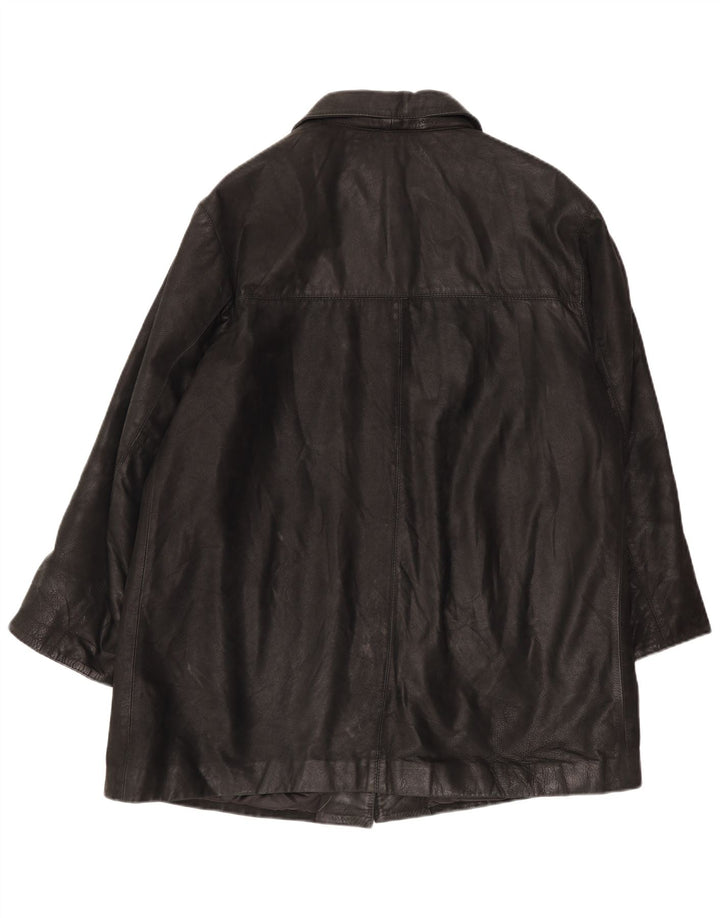 Vintage mujer abrigo de cuero de gran tamaño IT 46 Grande Negro