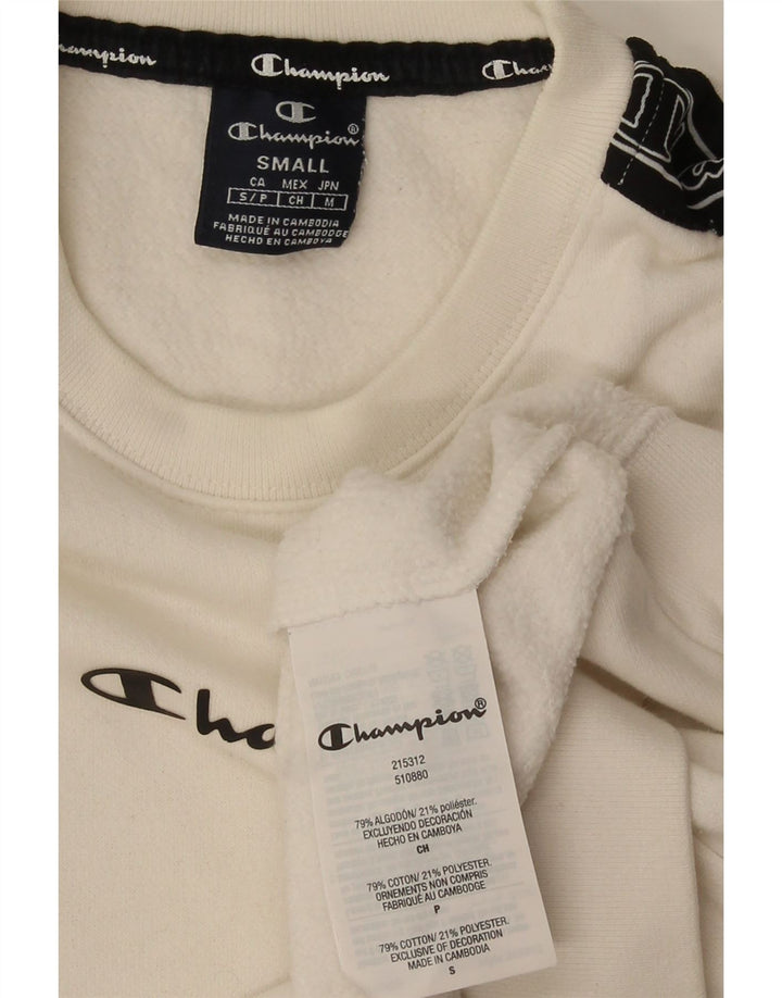 Champion Sudadera Estampada Con Estampado De Algodón Blanco Color Block Pequeño Hombre