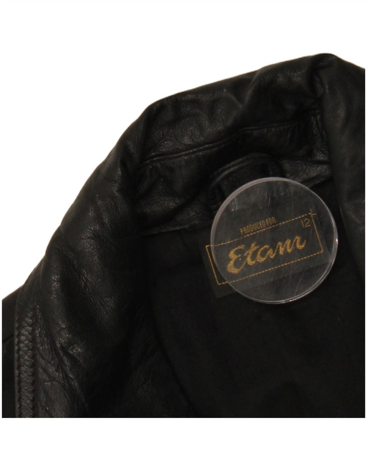 ETAM Chaqueta de cuero de doble botonadura para mujer US 12 grande de cuero negro