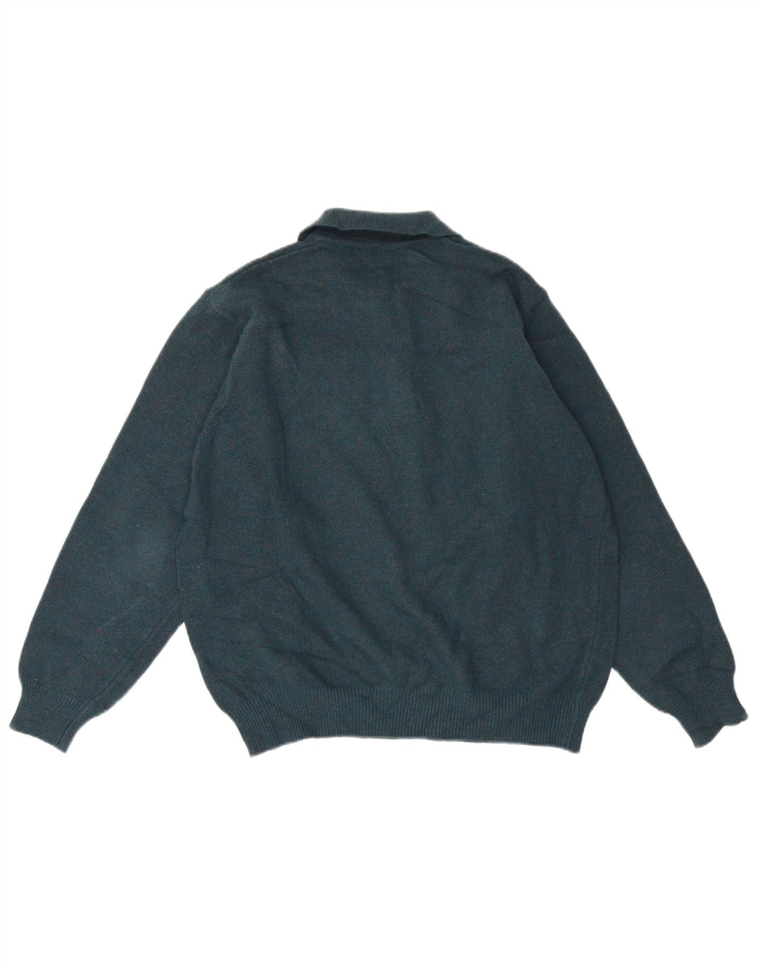 Stefanel Hombre Polo Cuello Jersey Suéter Grande Lana Verde
