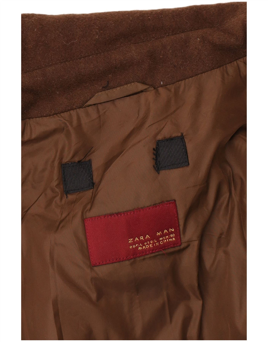 Zara Mens Knit Bomber Jacket UK 40 Large Marrón Colorblock Lana