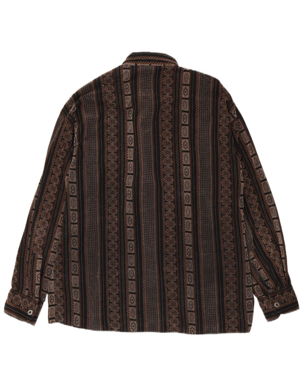 VINTAGE Camisa de pana para hombre XL Algodón a rayas marrón