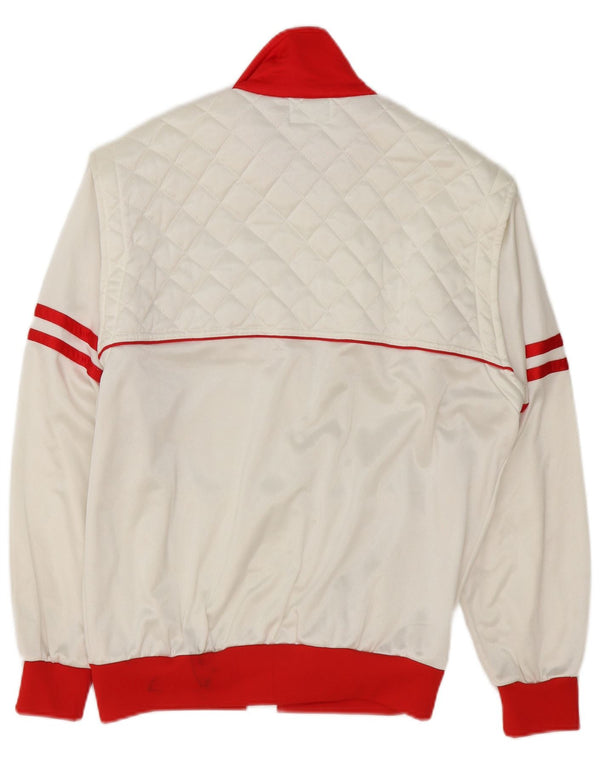Vintage hombres gráfico chándal top chaqueta IT 48 medio blanco colorblock