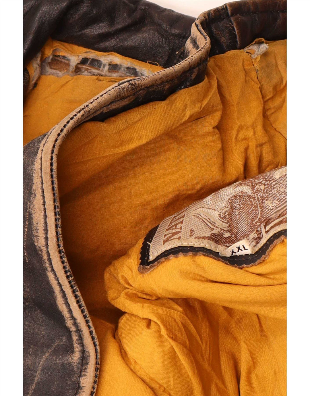 Chaqueta de cuero vintage para hombre Reino Unido 44 2XL Marrón