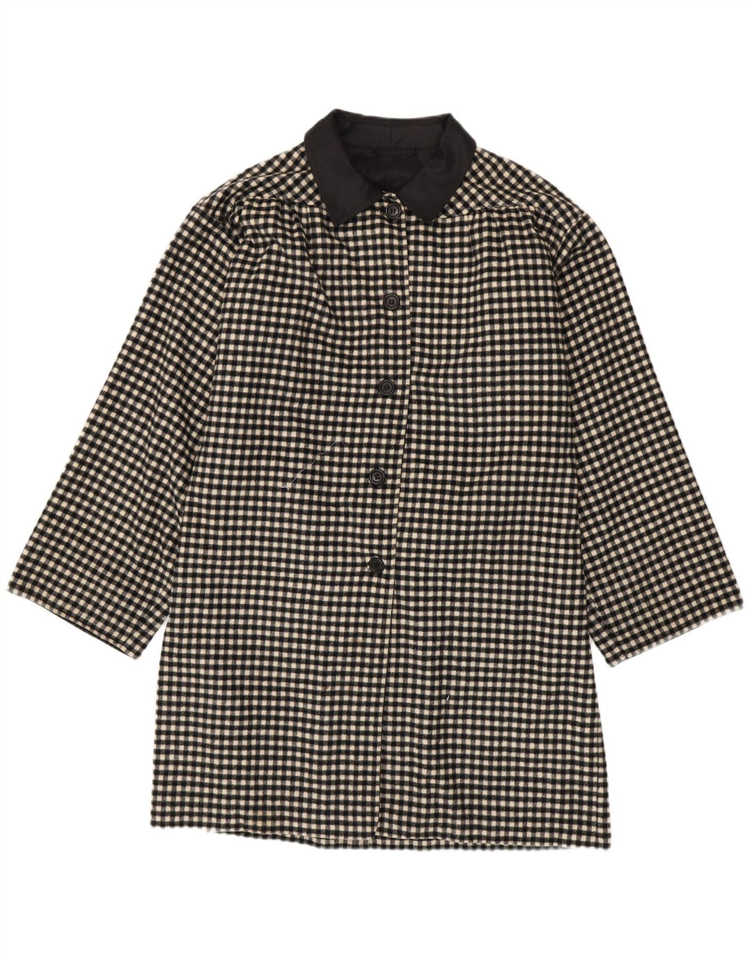 Vintage mujer abrigo Reino Unido 18 XL negro Gingham