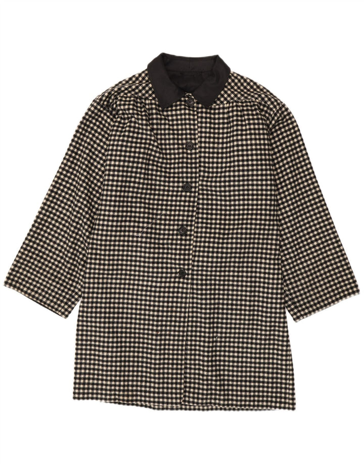 Vintage mujer abrigo Reino Unido 18 XL negro Gingham