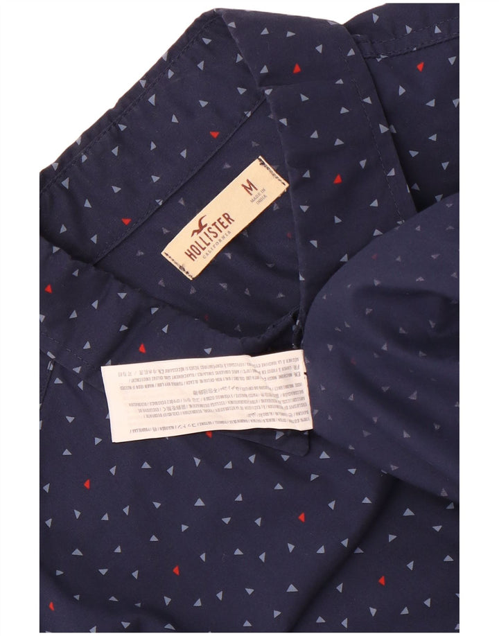 Camisa Hollister Hombre Algodón Manchado Azul Marino Mediano