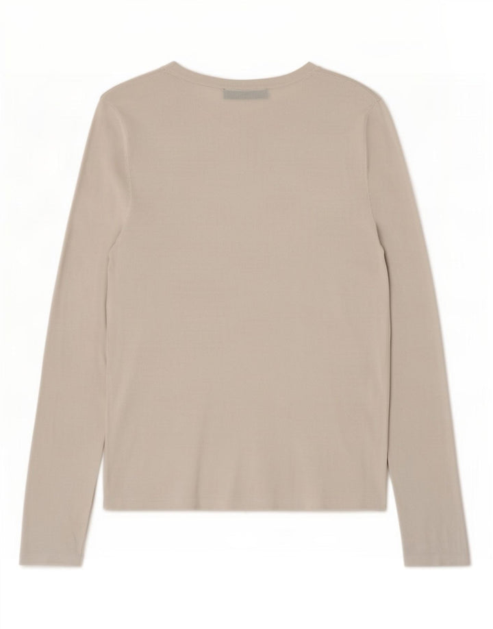 Zara Mujer Top Manga Larga UK 42 Viscosa Gris Medio