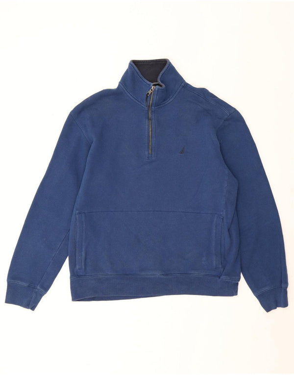 Nautica Sudadera con cuello y cremallera para hombre Jumper Medium Azul marino Algodón