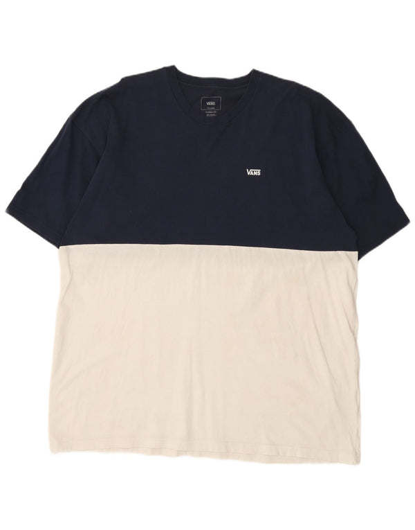 Vans Camiseta clásica de corte gráfico para hombre, talla 2XL, algodón con bloques de color azul