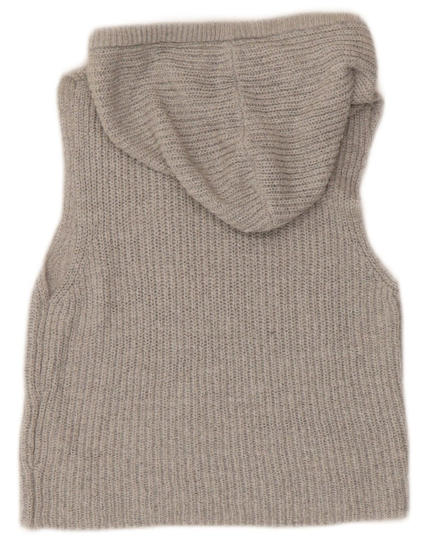 Zara Mujer Crop Hooded Vest Tank Top UK 8 Small Gris Acrílico