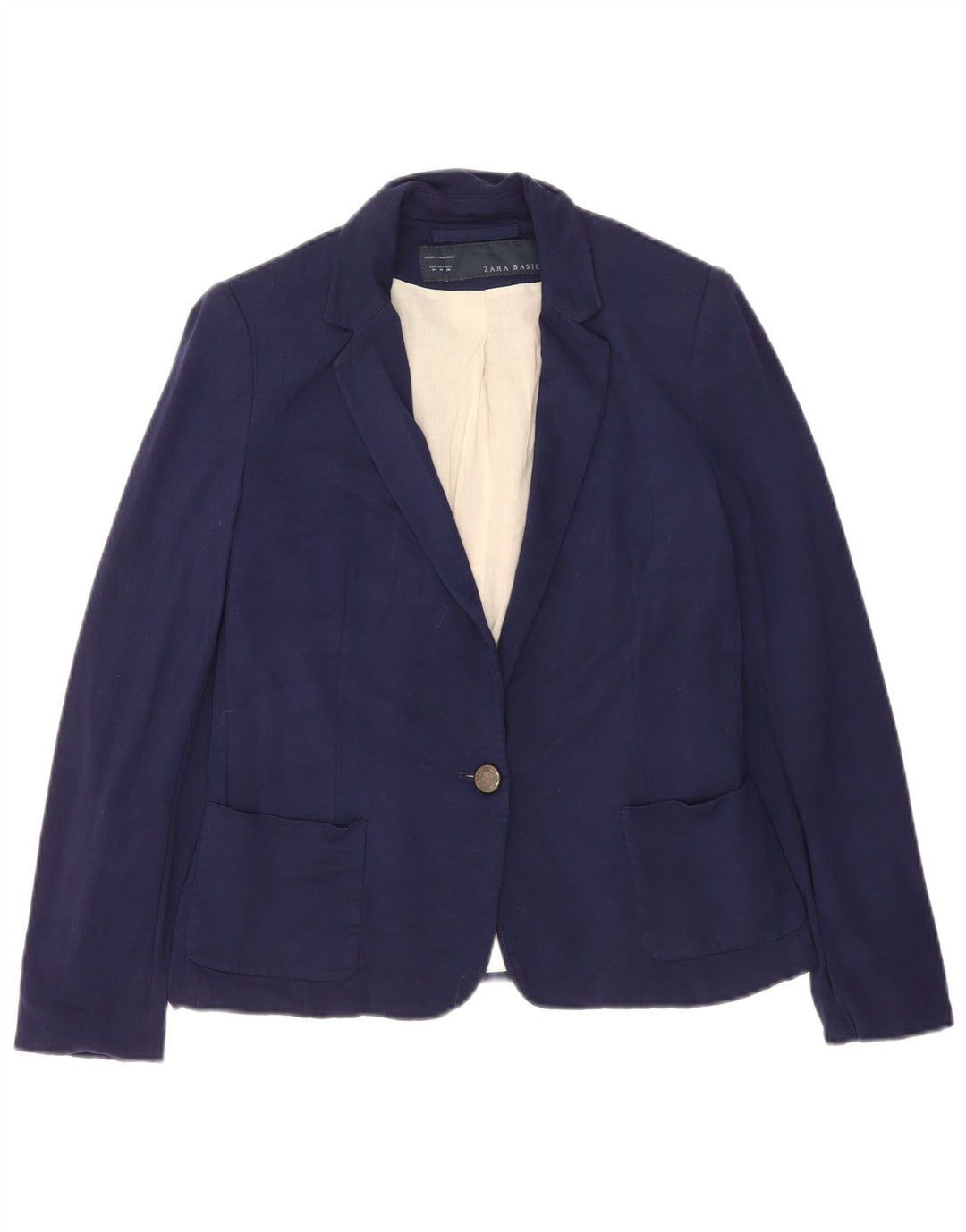 Zara Chaqueta Blazer De 1 Botón para Mujer UK 42 Medium Azul Marino Viscosa