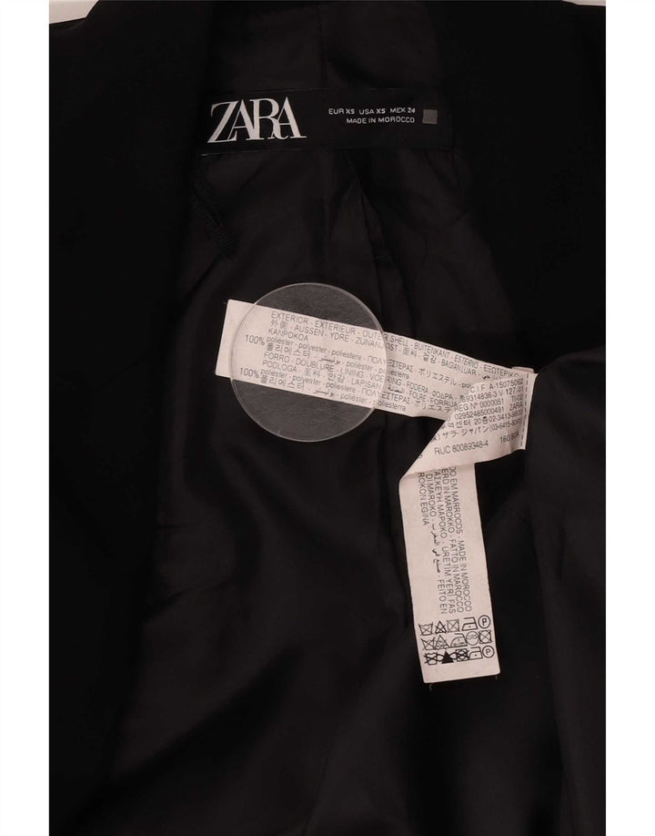 Zara Chaqueta tipo blazer abierta de manga 3/4 extragrande para mujer UK 6 XS Poliéster negro