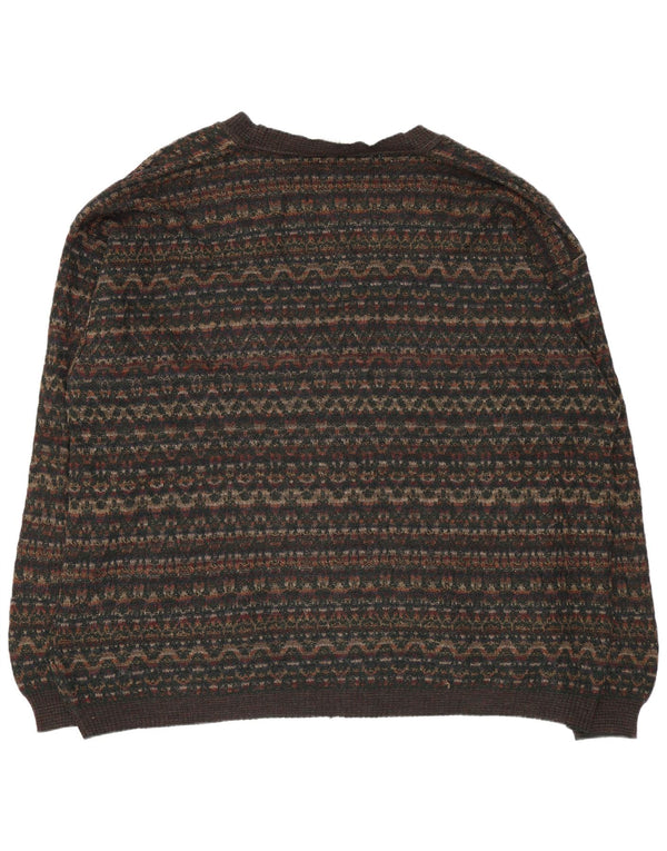 Rodes Suéter Cárdigan Para Hombre 2XL Lana Geométrica Marrón