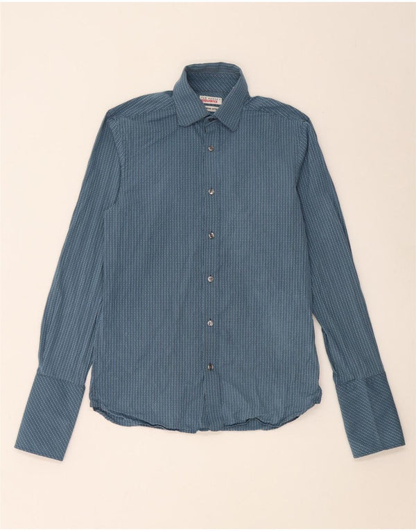 Ted Baker Camisa formal para hombre Talla 15 Algodón a rayas azul medio