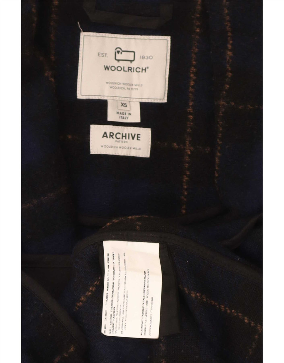 Woolrich Abrigo extragrande para mujer UK 6 XS Poliéster a cuadros azul marino