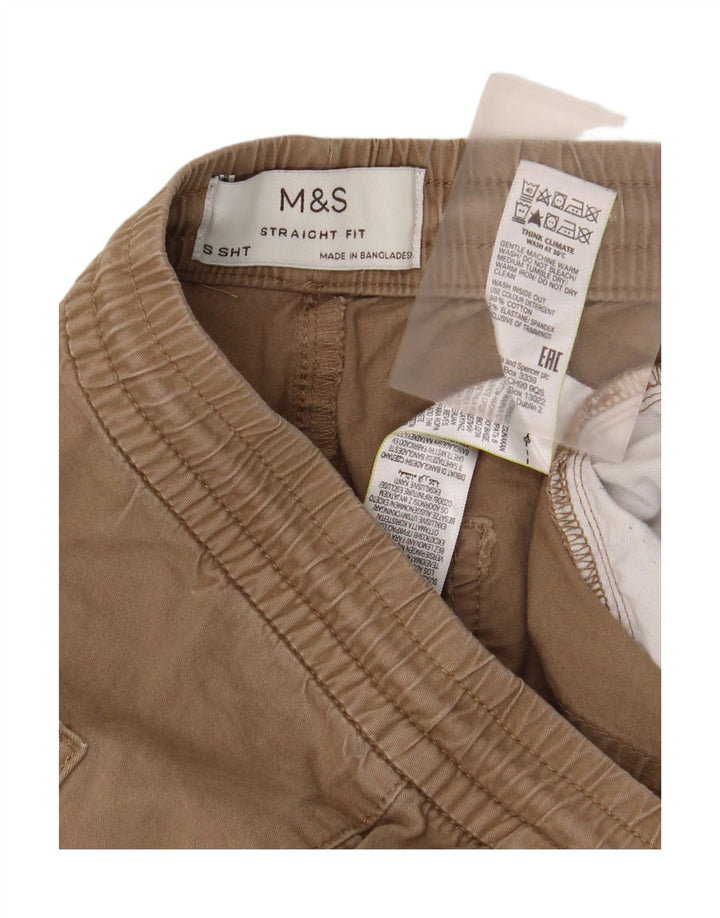 Marks & Spencer Pantalón chino recto de corte regular para hombre, talla pequeña, algodón marrón