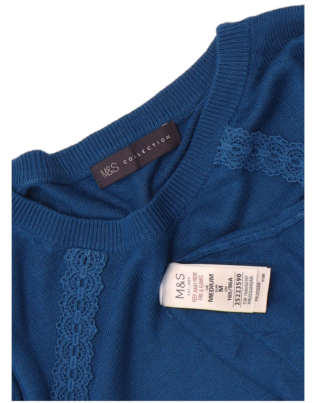 Marks & Spencer Jersey extragrande con cuello barco para mujer, talla 44, color azul medio