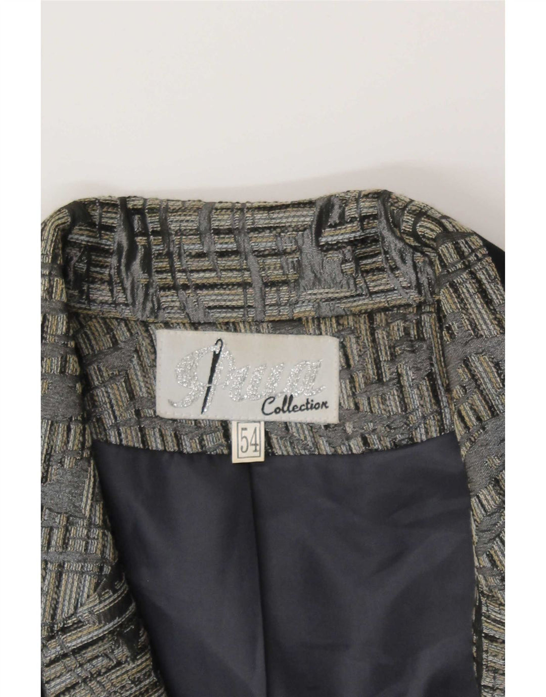 Vintage mujer 1 botón Blazer chaqueta IT 54 3XL gris Paisley