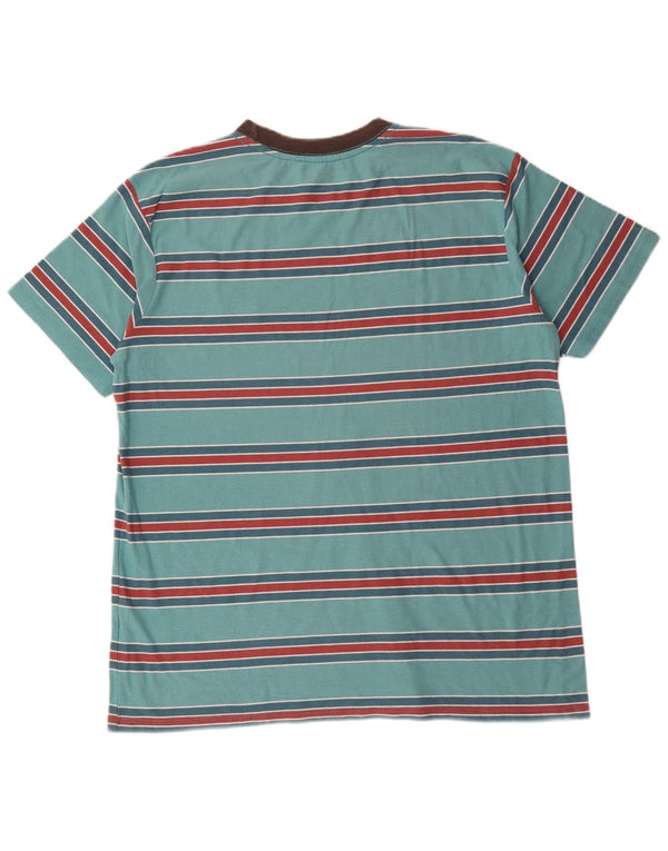 Billabong Hombre Camiseta Top XL Algodón A Rayas Turquesa