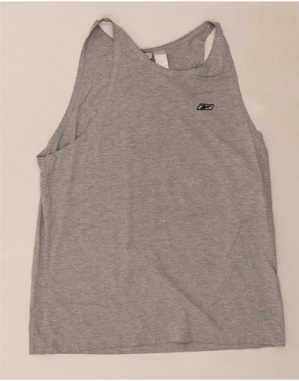 Camiseta sin mangas Reebok para hombre de algodón moteado gris medio