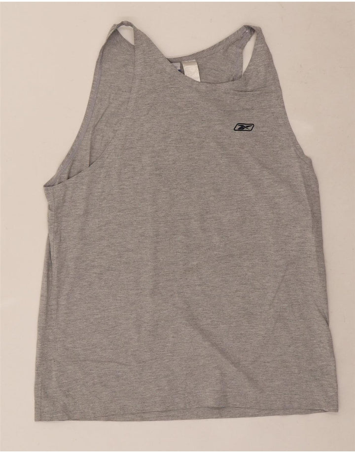 Camiseta sin mangas Reebok para hombre de algodón moteado gris medio