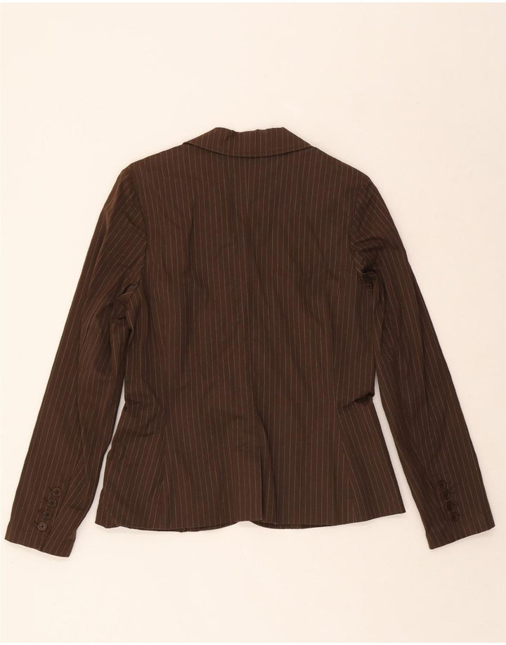 EDDIE BAUER Womens 4 Button Blazer Jacket US 6 Medium Brown Pinstripe Vintage Eddie Bauer and Second-Hand Eddie Bauer from Messina Hembry 