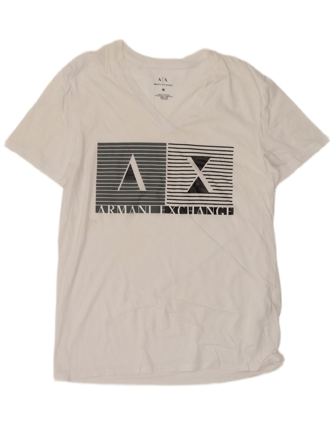Armani Exchange Camiseta gráfica para hombre Top Medium White Cotton