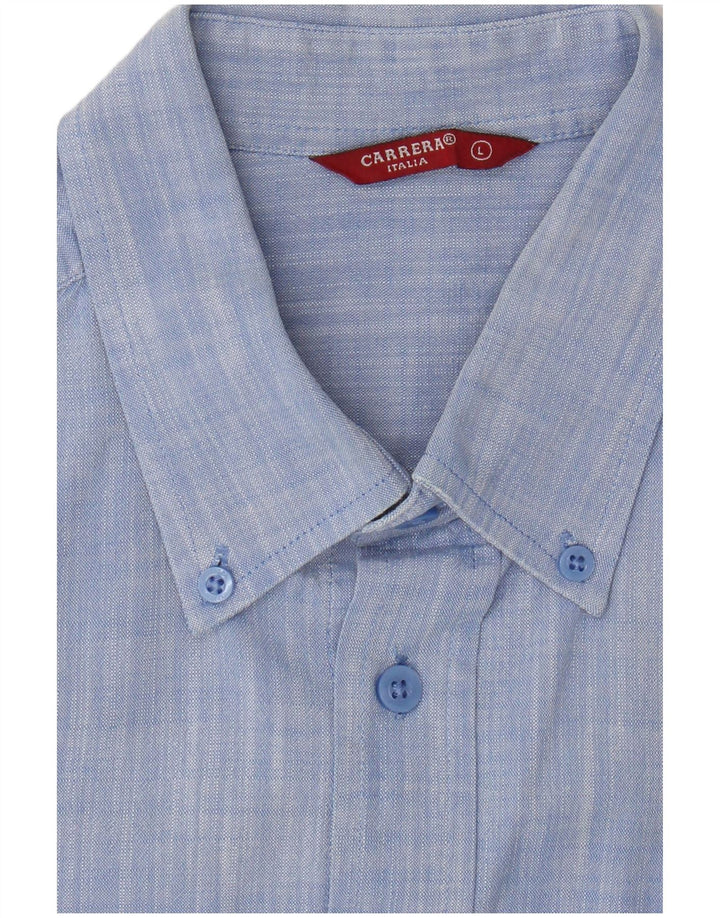 Carrera - Camisa de manga corta para hombre, algodón azul grande