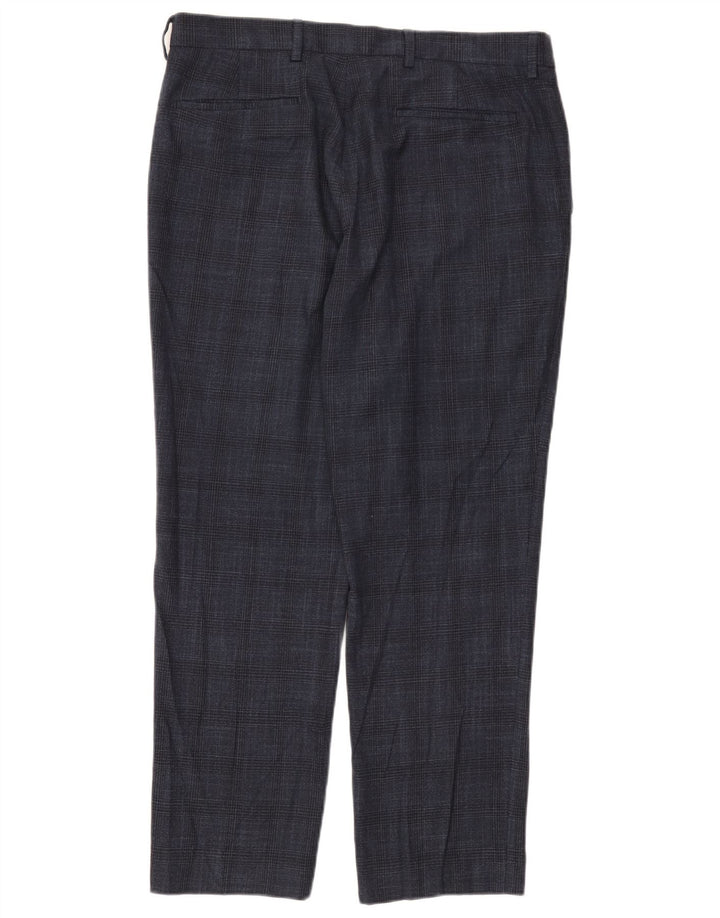 Marks & Spencer Pantalón chino para hombre W34 L29 Pata de gallo azul marino