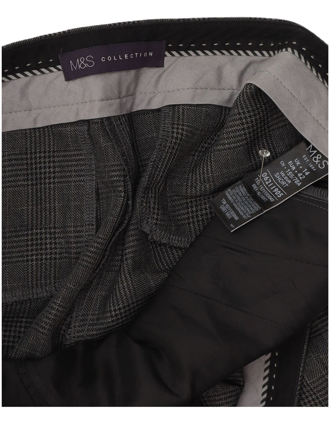 Marks & Spencer Pantalones cortos para mujer UK 40 Large W34 L25 Grey Check