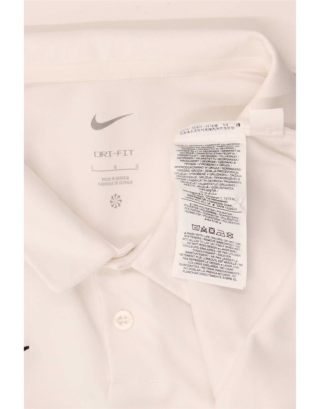 Nike Polo Dri Fit para hombre, poliéster blanco grande