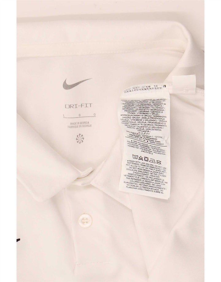 Nike Polo Dri Fit para hombre, poliéster blanco grande