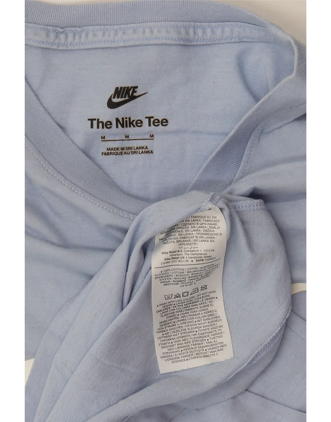 NIKE Hombre Camiseta Gráfica Top Algodón Azul Medio