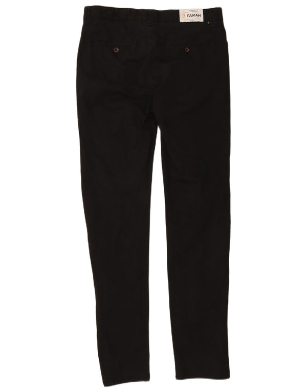 Farah Mens Slim Chino Pantalones W32 L34 Algodón Negro