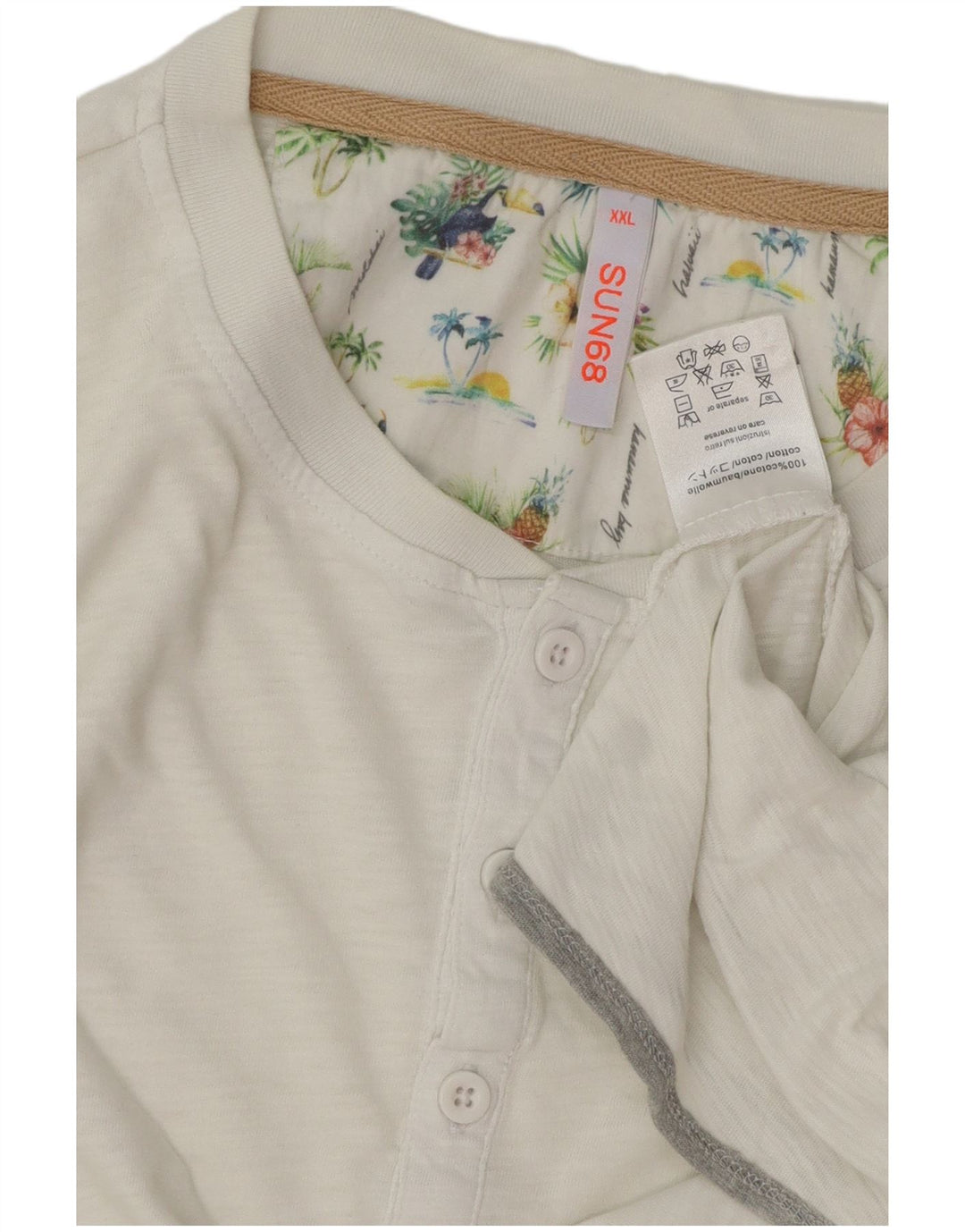 Sun68 Camiseta para hombre Top 2XL Algodón blanco