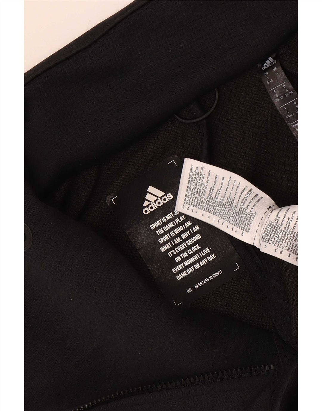 Adidas Mujer Crop Chándal Top Chaqueta Reino Unido 8/10 Pequeño Negro Poliéster