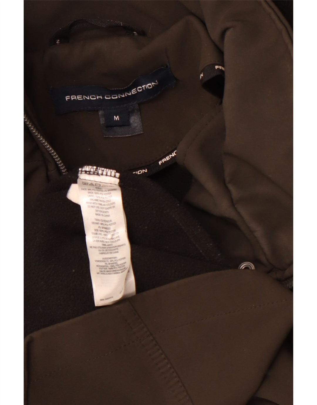 FRENCH CONNECTION Chaqueta parka con capucha para mujer UK 40 Poliéster caqui medio