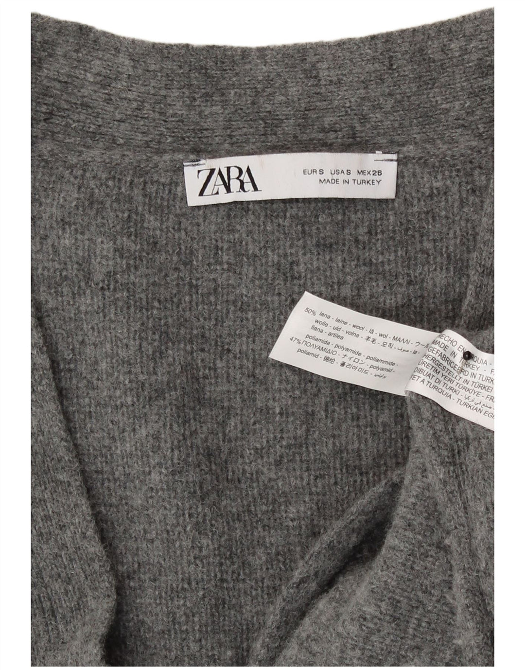 Zara Mujer Suéter Cárdigan Extragrande UK 10 Small Gris Lana