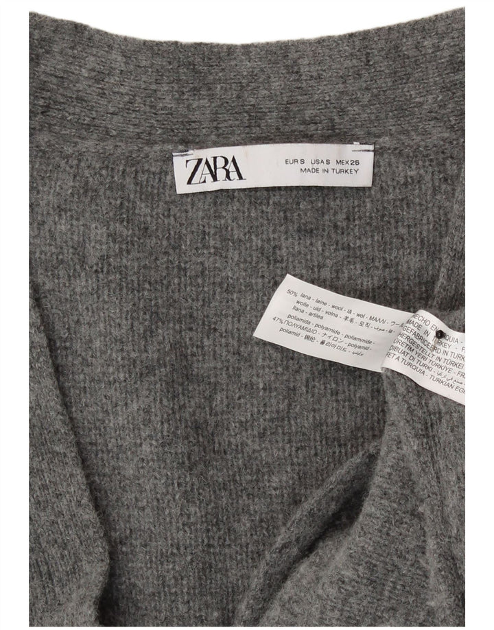 Zara Mujer Suéter Cárdigan Extragrande UK 10 Small Gris Lana