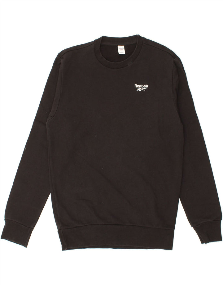 REEBOK Mens Sweatshirt Jumper Small Black Vintage Reebok and Second-Hand Reebok from Messina Hembry 