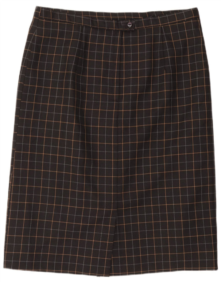 VINTAGE Falda recta para mujer W34 Cuadro negro grande