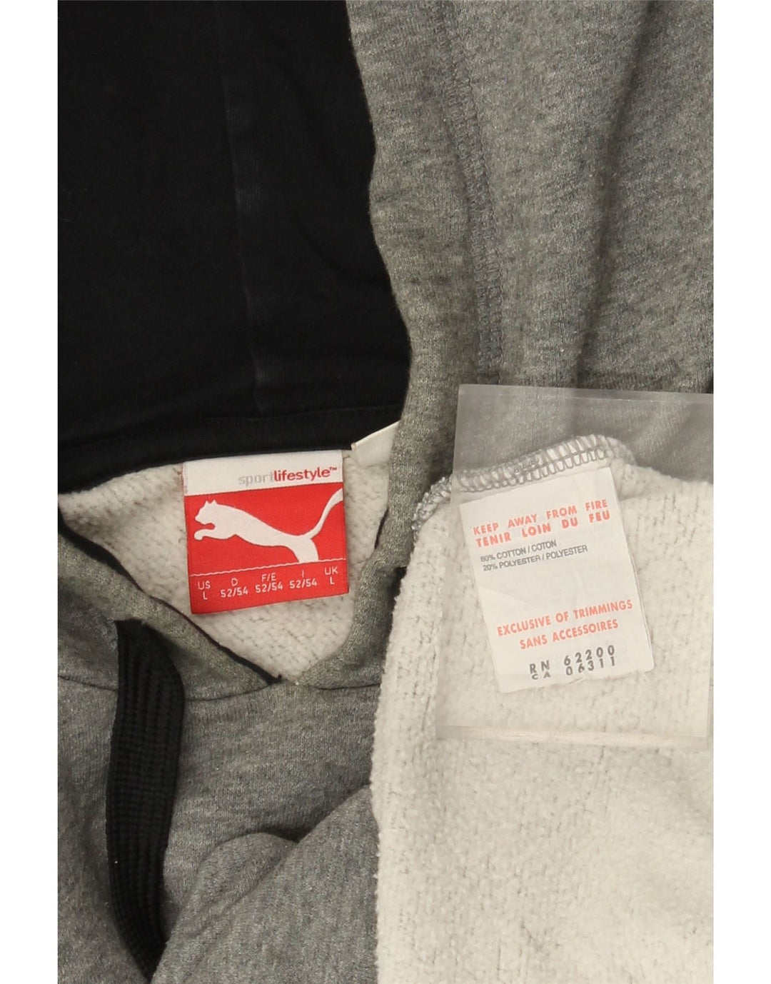 PUMA Jersey con capucha gráfica para hombre, tamaño grande, algodón gris