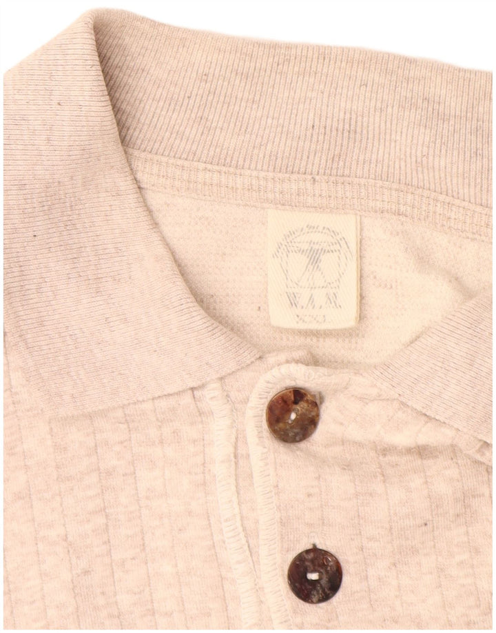 VINTAGE Suéter tipo jersey con cuello polo para hombre 2XL Beige