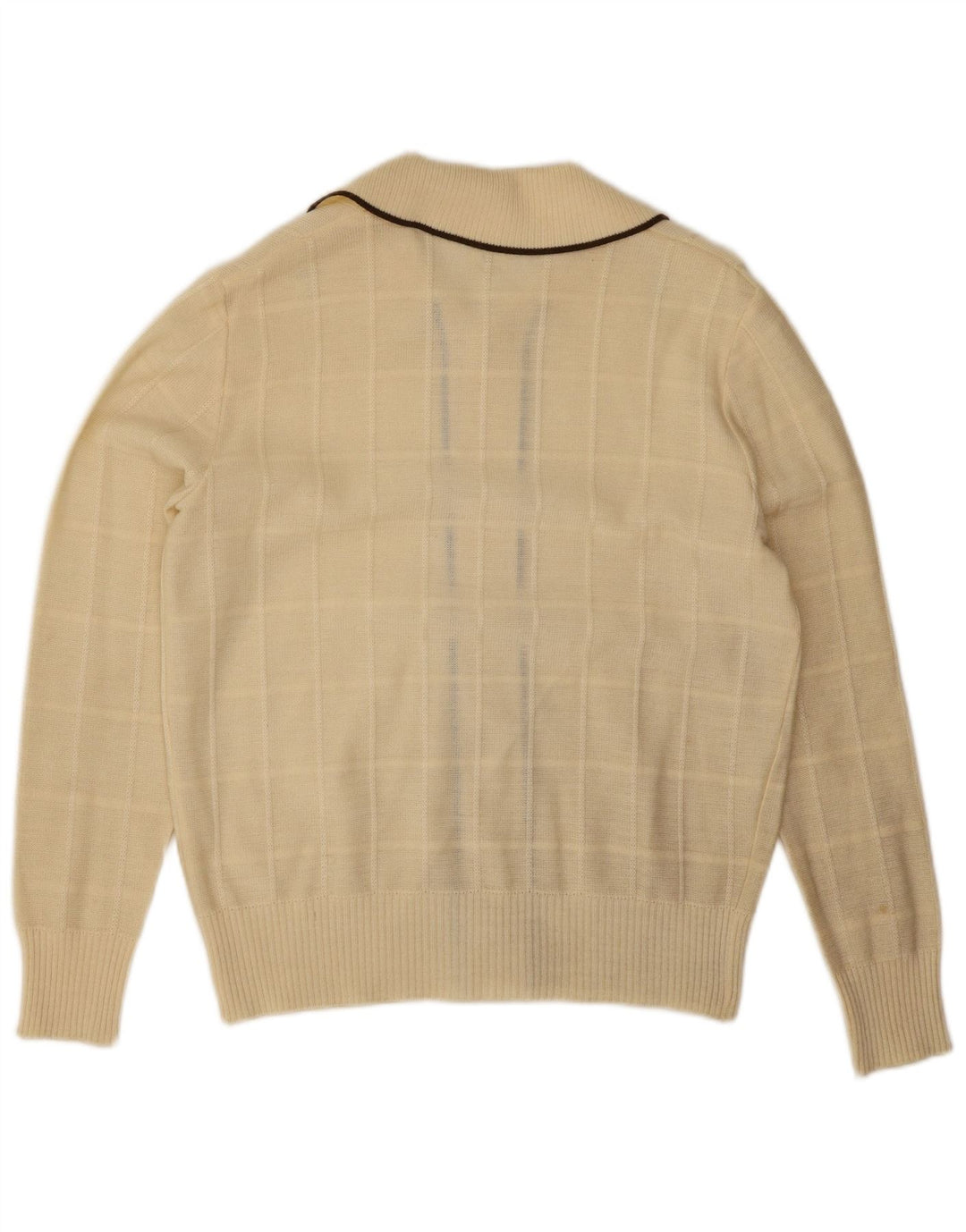 Vintage hombres Cardigan suéter IT 52 grande de poliacrílico blanco apagado